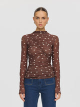 Edie Mesh Top Brown
