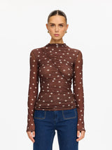 Edie Mesh Top Brown