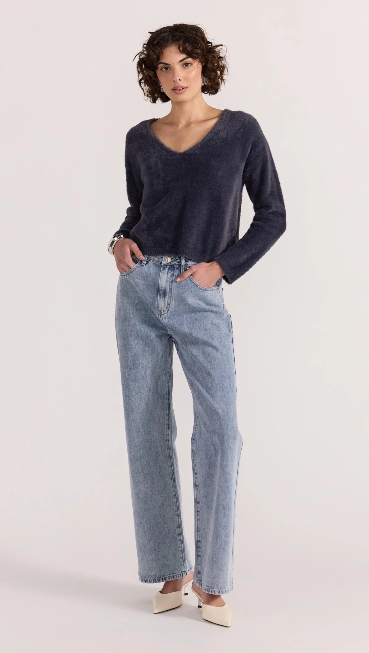 Ember Fluffy Knit Jumper Slate