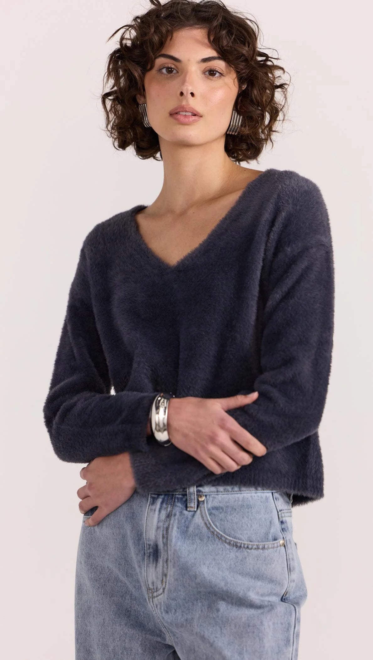Ember Fluffy Knit Jumper Slate