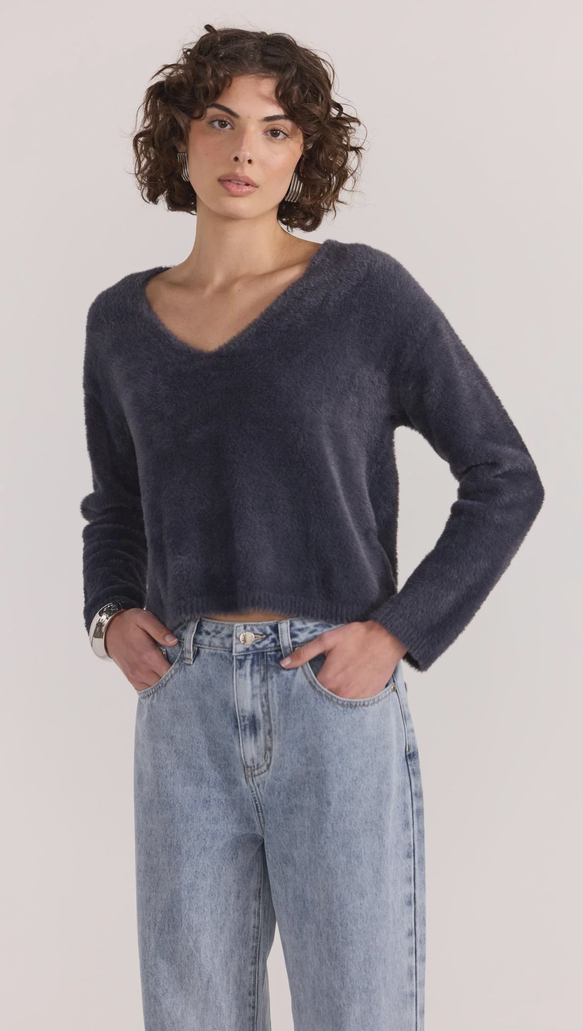 Ember Fluffy Knit Jumper Slate
