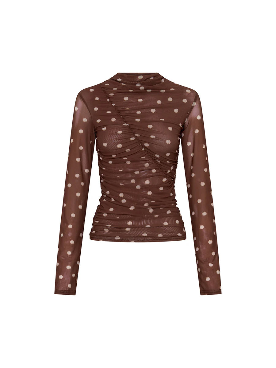Edie Mesh Top Brown