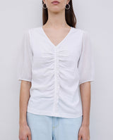 White Tee Ruffle Detail White