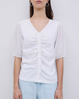 White Tee Ruffle Detail White