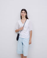 White Tee Ruffle Detail White