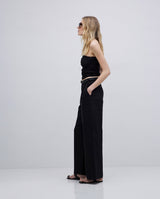Black Draped Strapless Top