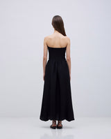 Black Draped Strapless Dress