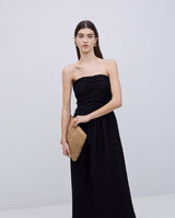 Black Draped Strapless Dress