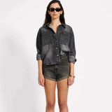 Nixie Eyelet Classic Fit Denim Shirt Char/Black