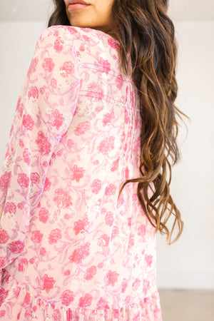 Free People See It Through Dress Pink Rose Combo