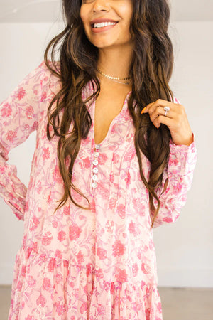Free People See It Through Dress Pink Rose Combo