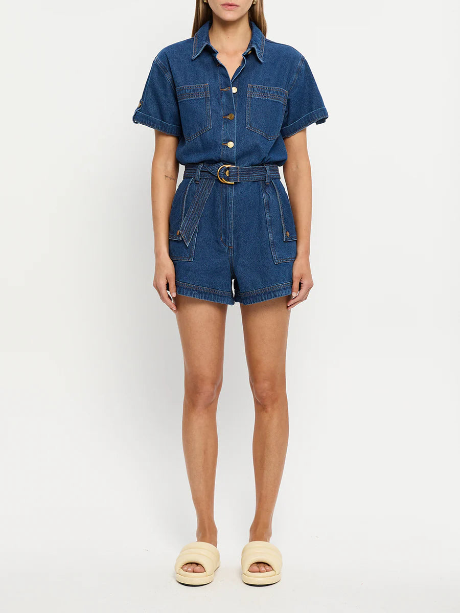 Kivari Georgie Playsuit Indigo Blue