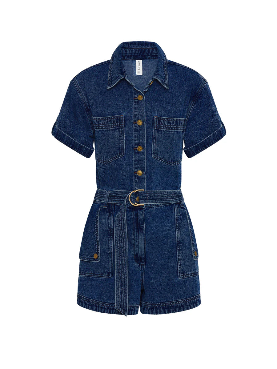 Kivari Georgie Playsuit Indigo Blue