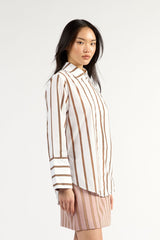 Mark Shirt Choc Stripe