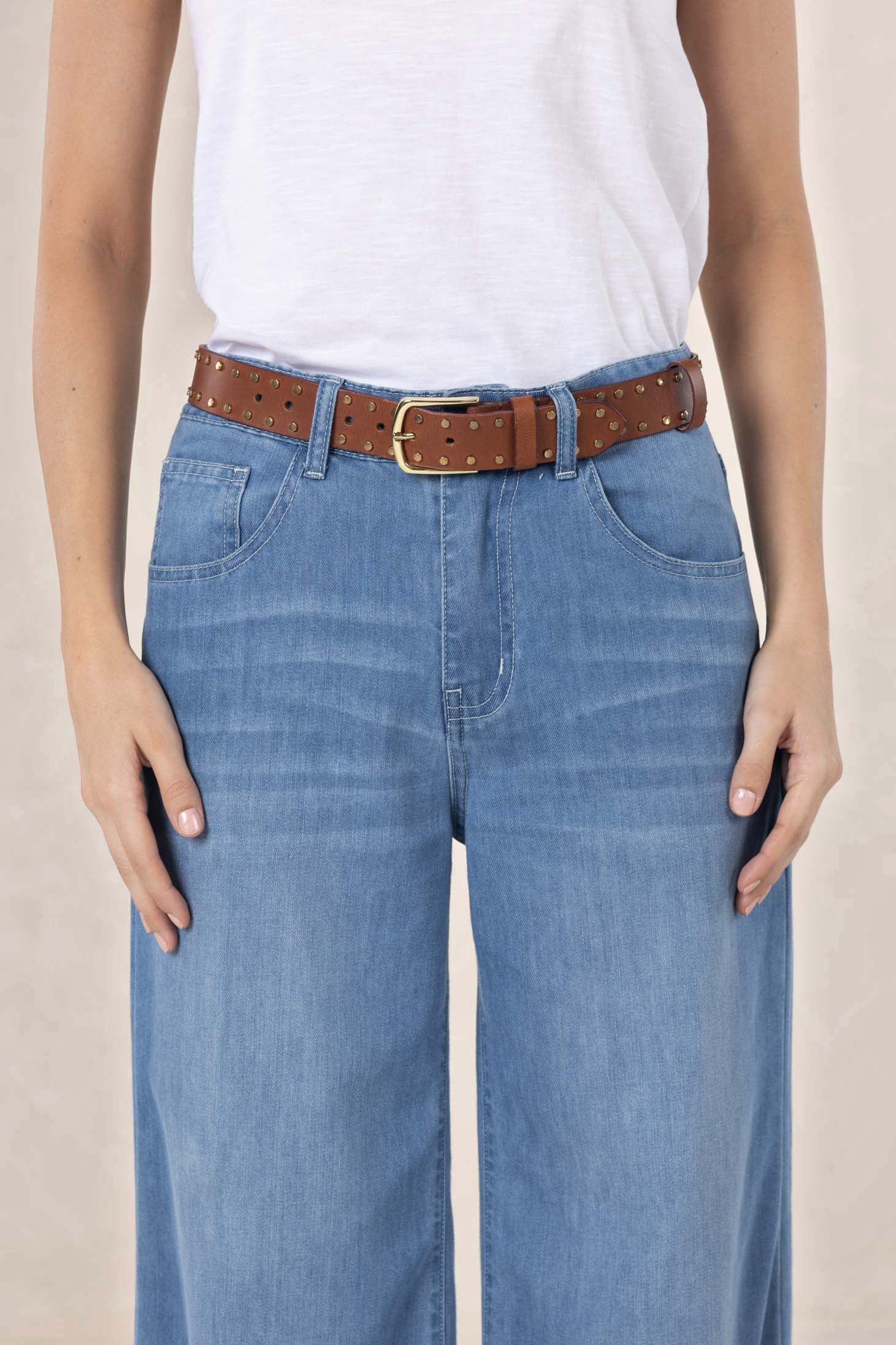 Studded Belt Cognac