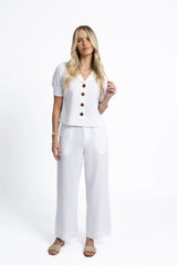 Humidity Fleetwood Linen Pants White