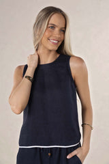 Lugano Top Navy/White