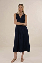Ivy Denim Midi Dress Dark Blue