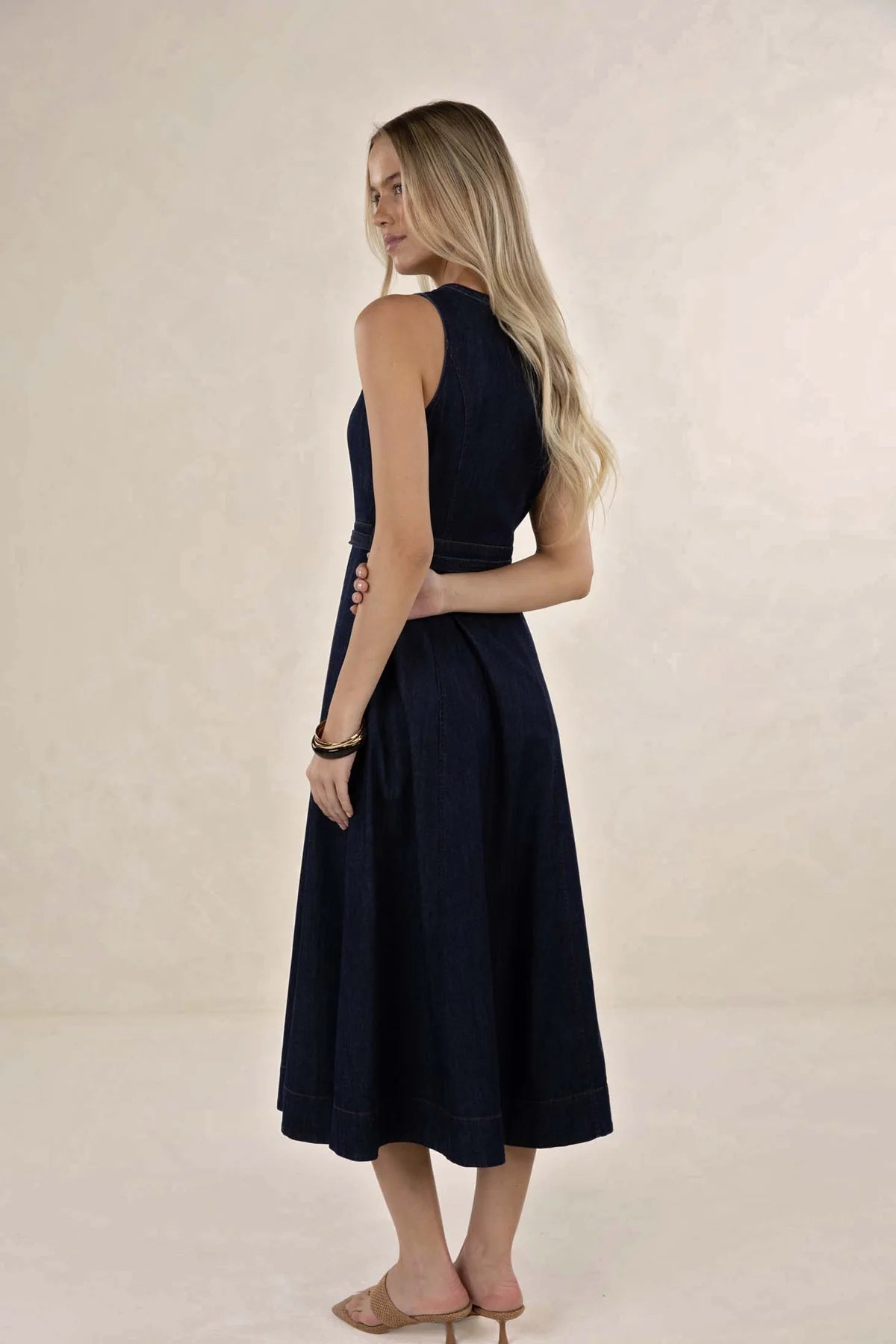 Ivy Denim Midi Dress Dark Blue