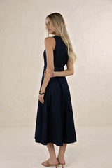 Ivy Denim Midi Dress Dark Blue