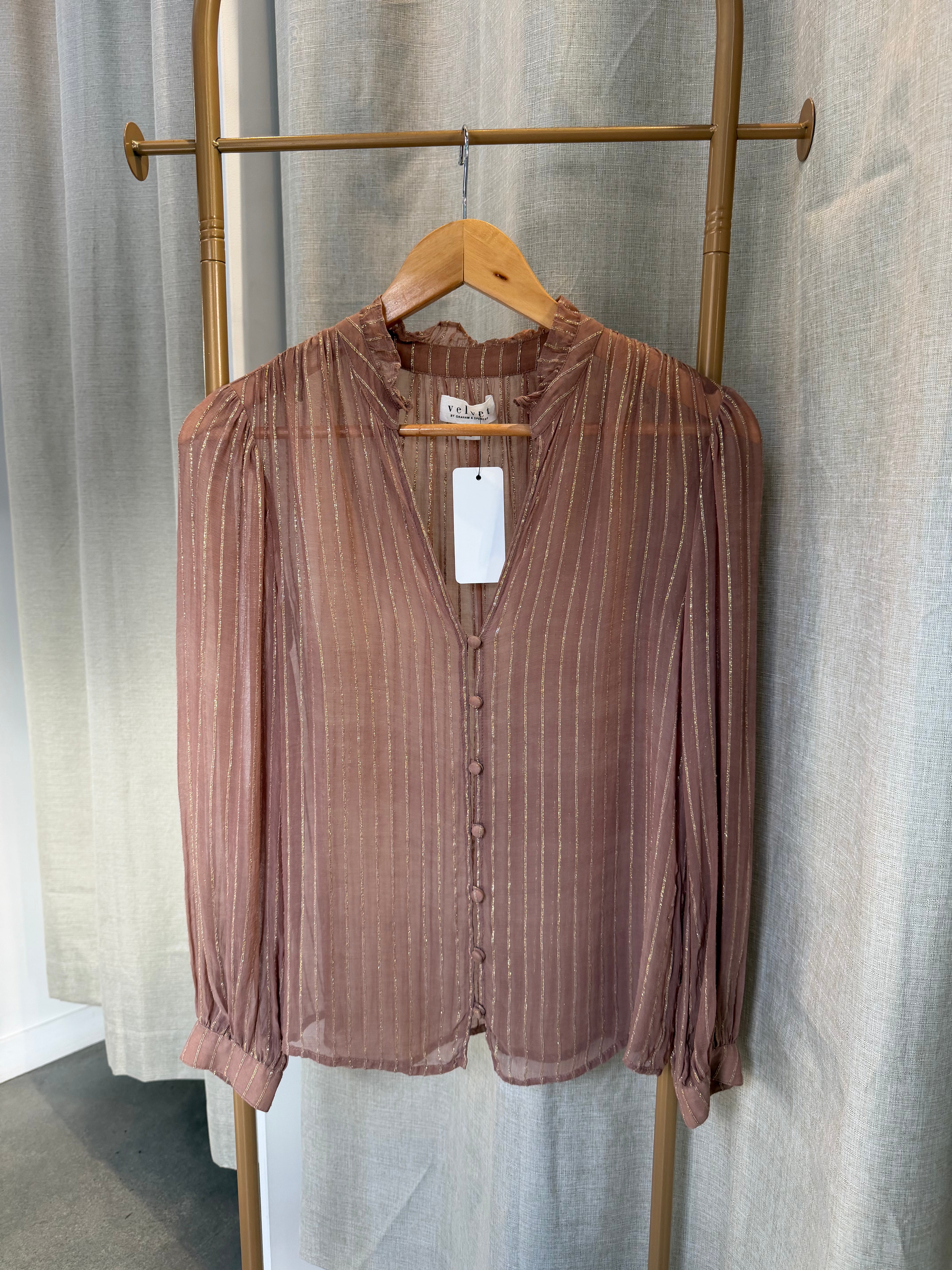 Pre Loved Velvet Gold Foil Stripe Blouse