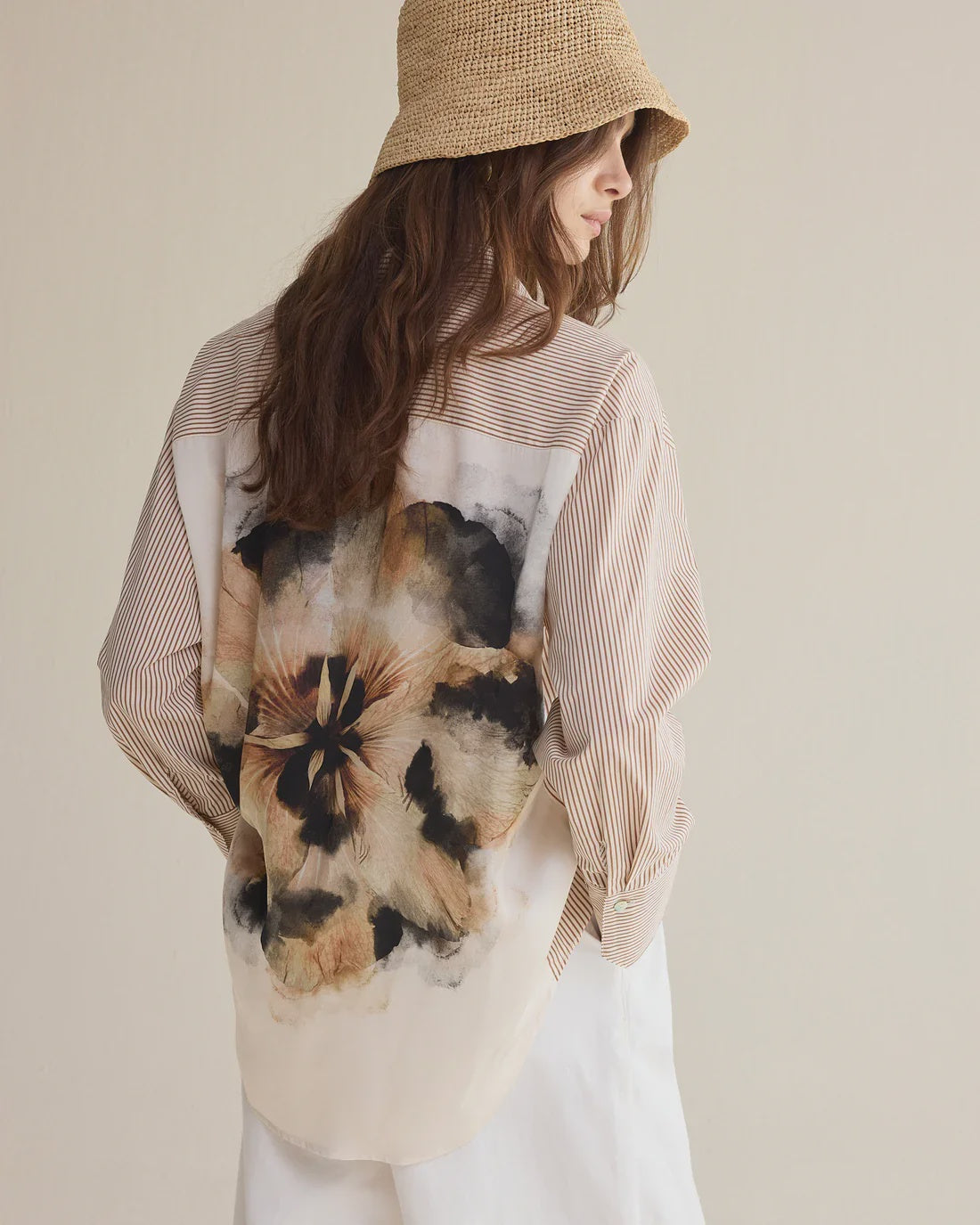 Big Flower Cotton Shirt  Rust