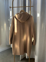 Pre Loved Ganni Taupe Hood Coat Size XS 100% Wool RRP $1200