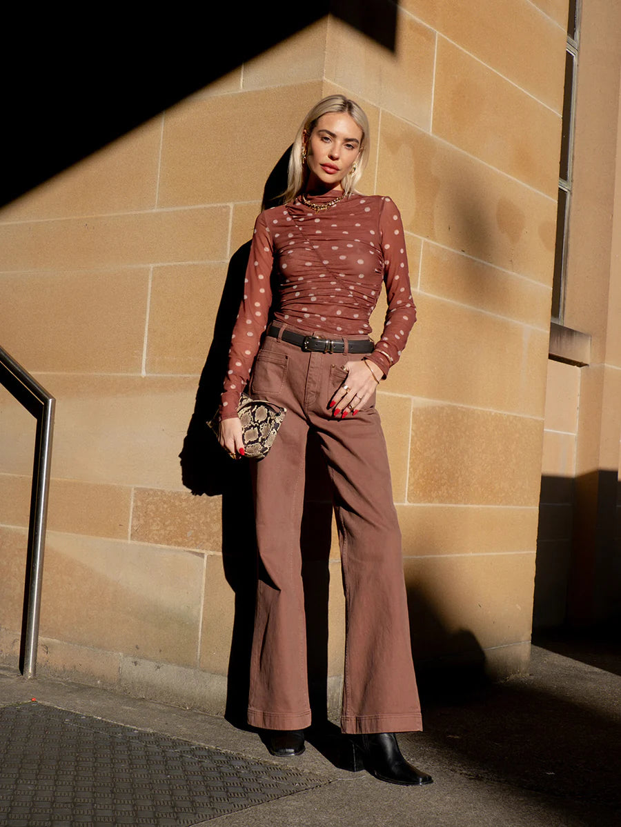 Edie Mesh Top Brown