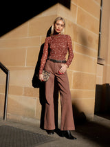 Edie Mesh Top Brown