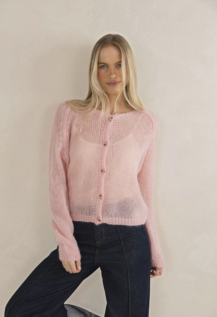 Emmy Mohair Cardigan Soft Pink