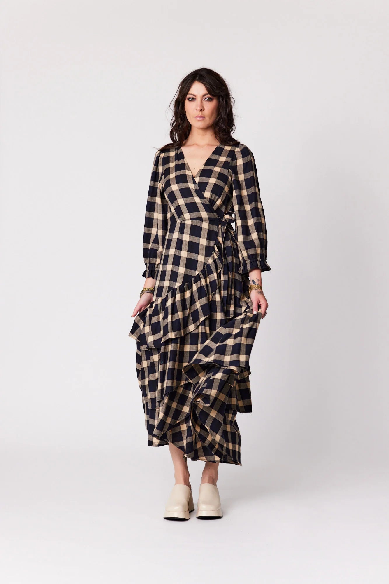 Libertine The Label Sundance Dress Navy Camel Plaid