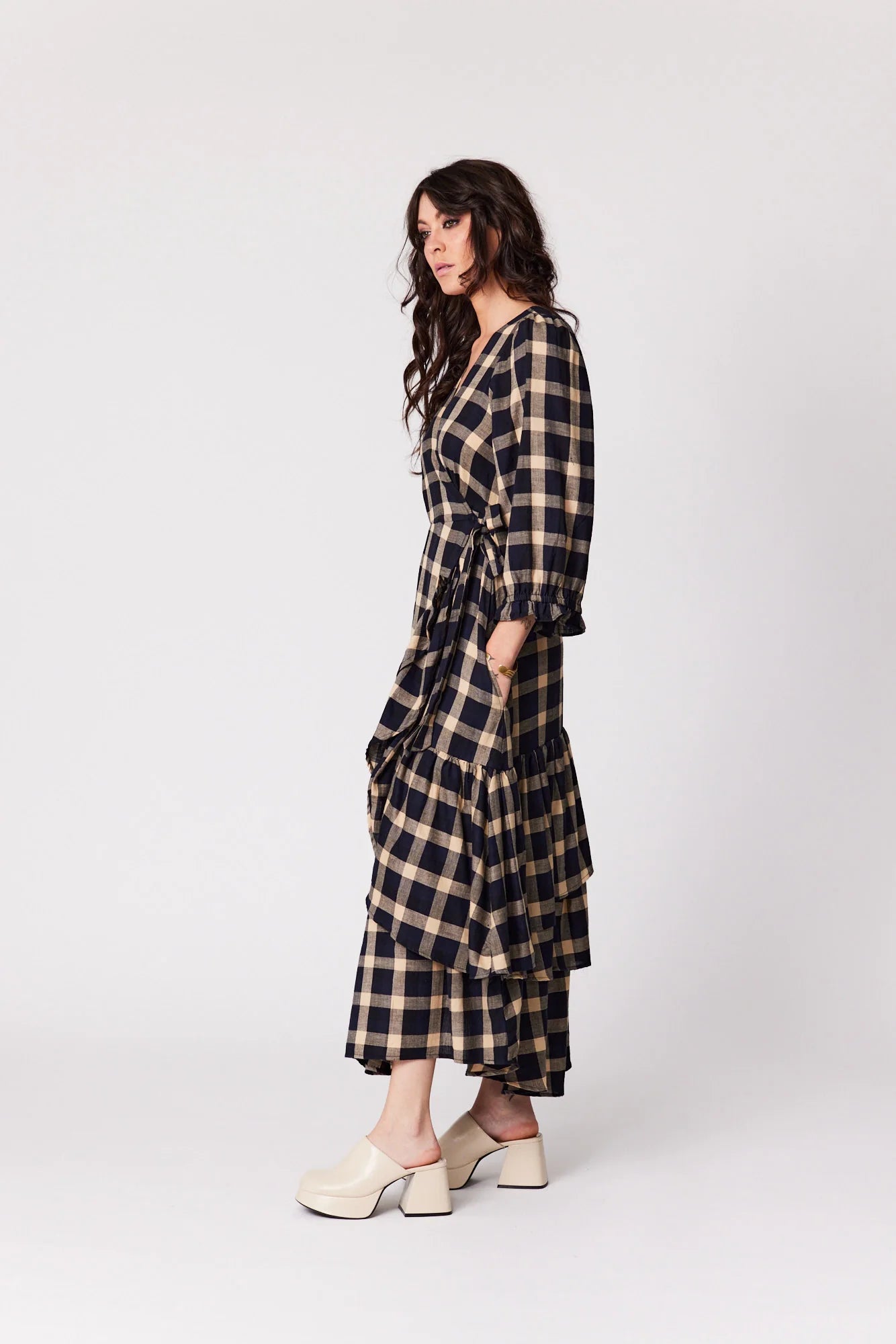 Libertine The Label Sundance Dress Navy Camel Plaid