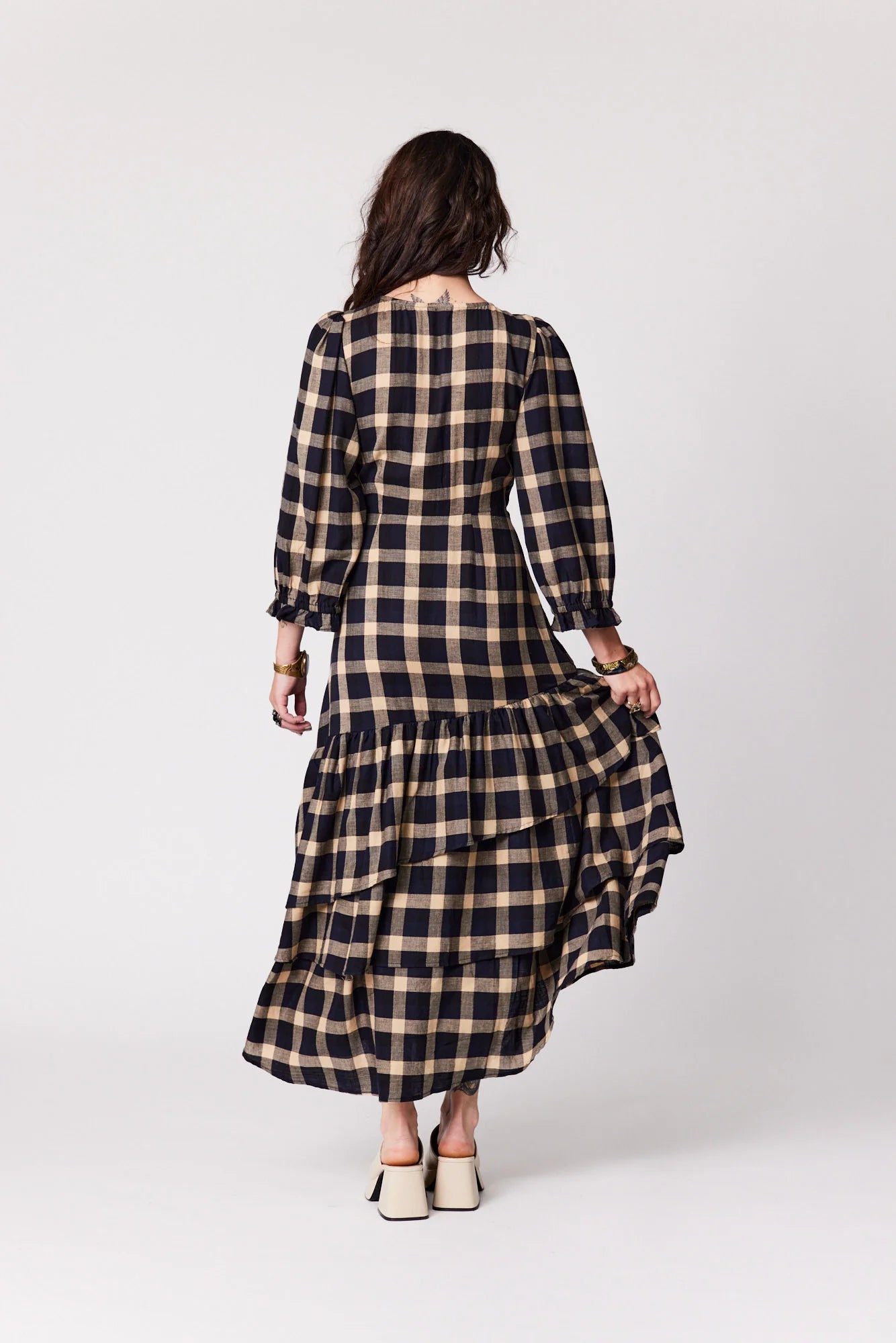 Libertine The Label Sundance Dress Navy Camel Plaid