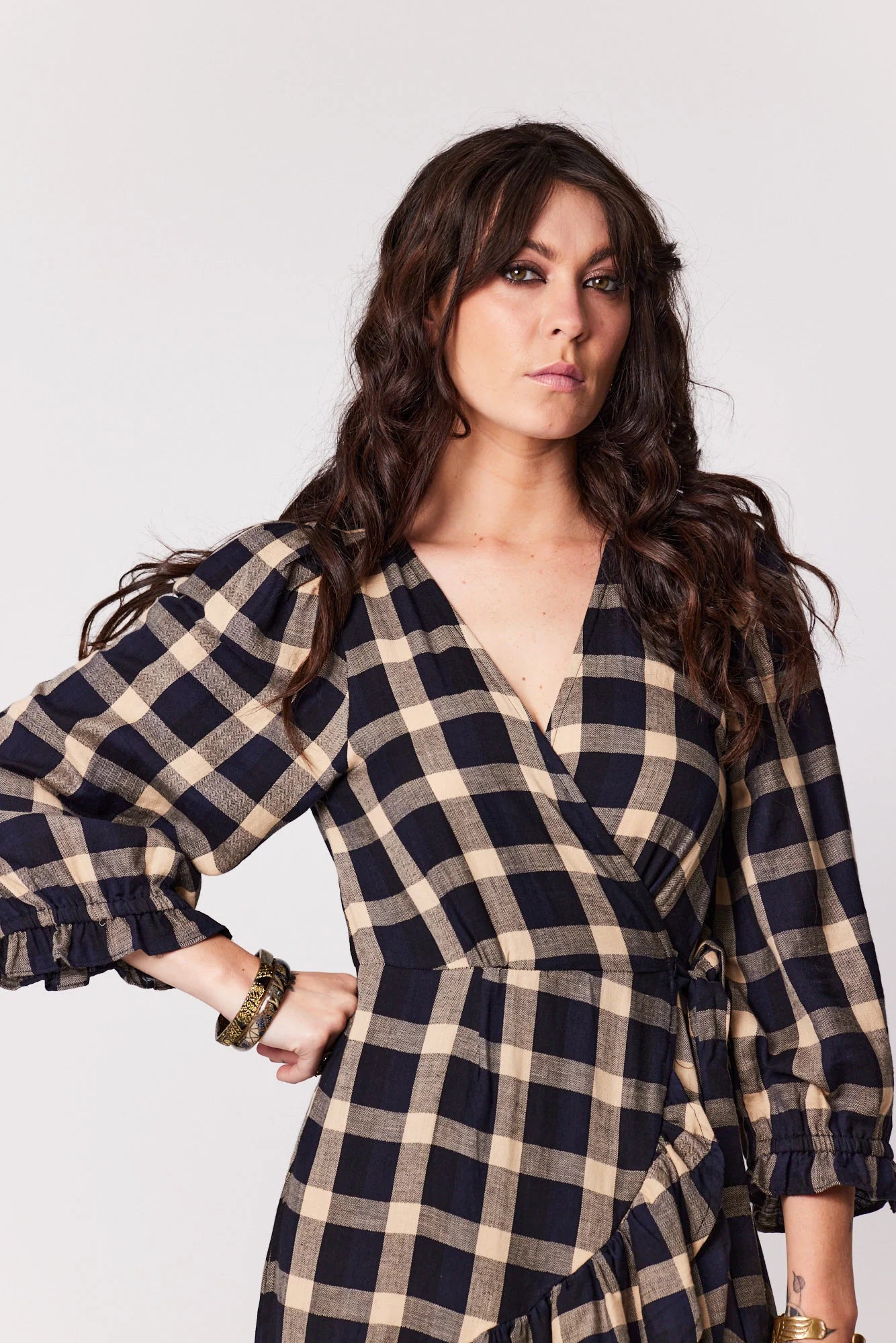 Libertine The Label Sundance Dress Navy Camel Plaid