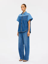 Coralie Denim Shirt  Two Tone Blue