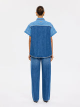 Coralie Denim Shirt  Two Tone Blue