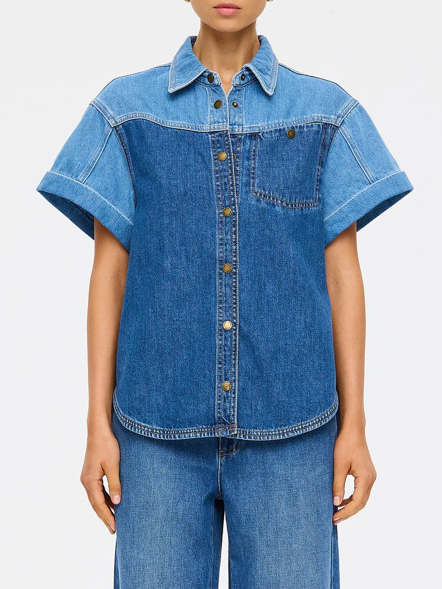Coralie Denim Shirt  Two Tone Blue