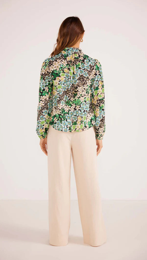 MinkPink Lenora Long Sleeve Blouse In Disty Floral