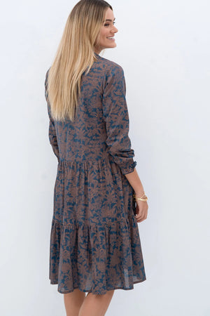 Humidity Milos Elysian Dress in Tan Print