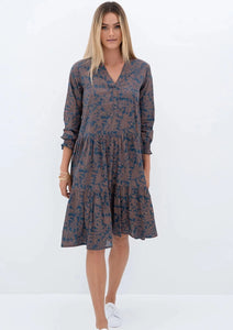 Humidity Milos Elysian Dress in Tan Print