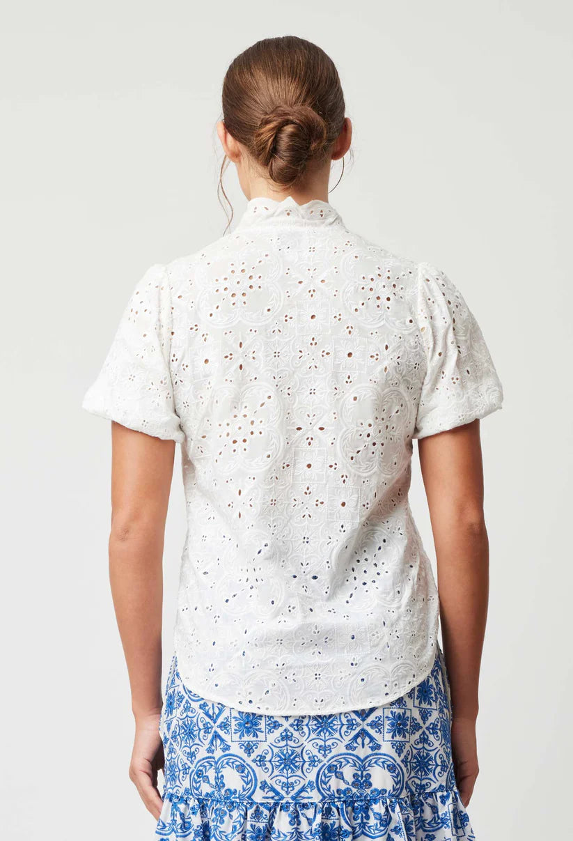 Once Was Tulum Embroidered Blouse in White