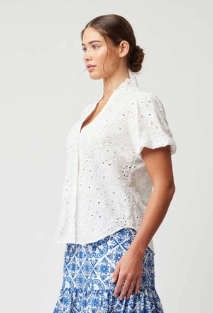 Once Was Tulum Embroidered Blouse in White