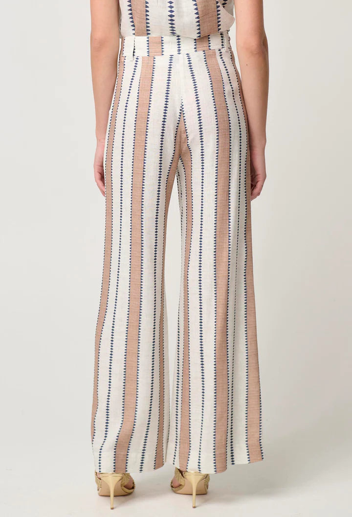 Once Was Dynasty Linen Viscose Pant in Cayman Stripe