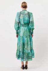 Once Was Odyssey Cotton Silk Binding Maxi Dress Jade