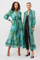 Once Was Odyssey Cotton Silk Binding Maxi Dress Jade