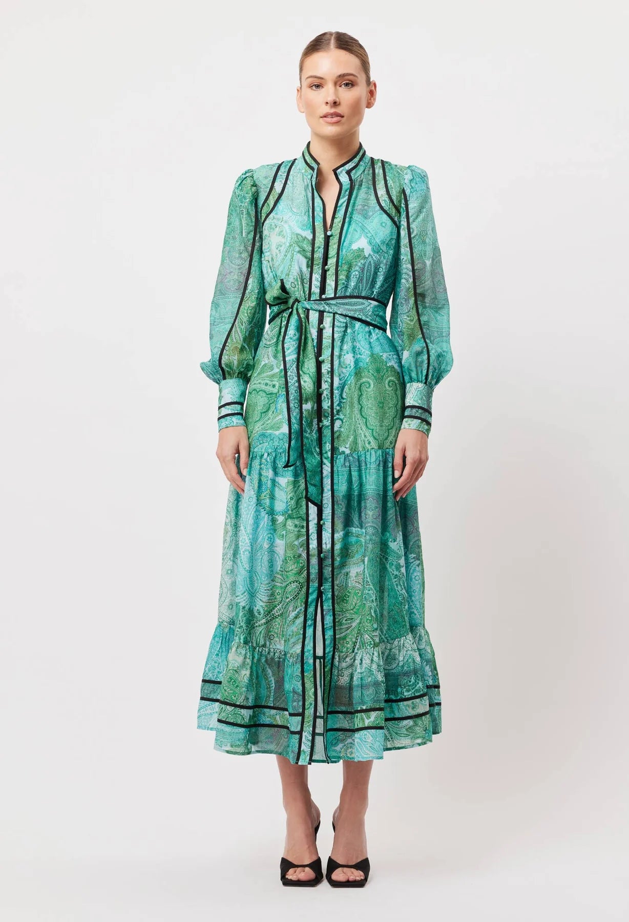 Once Was Odyssey Cotton Silk Binding Maxi Dress Jade