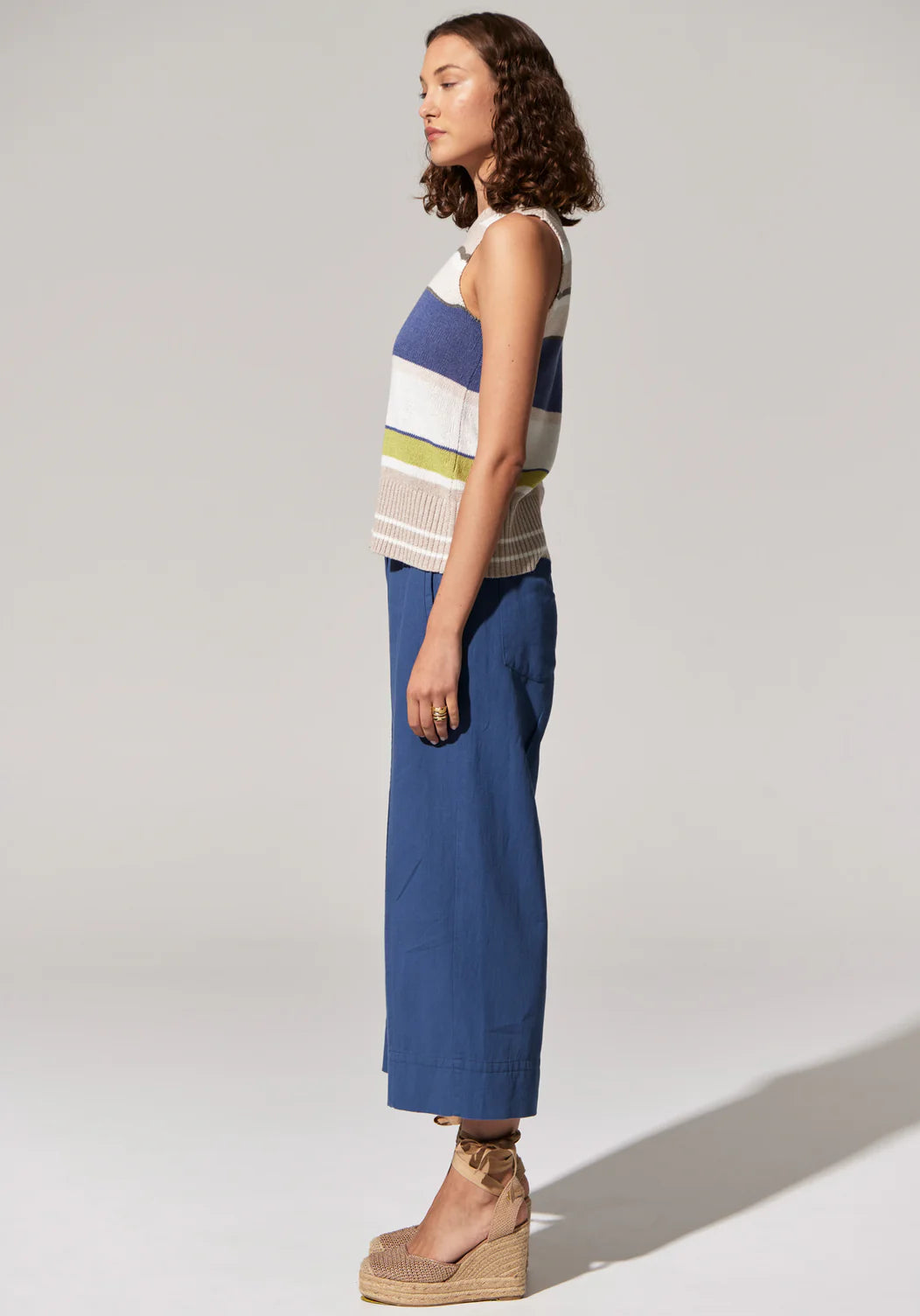 Pol Estel Stripe Knit Tank Blue Multi