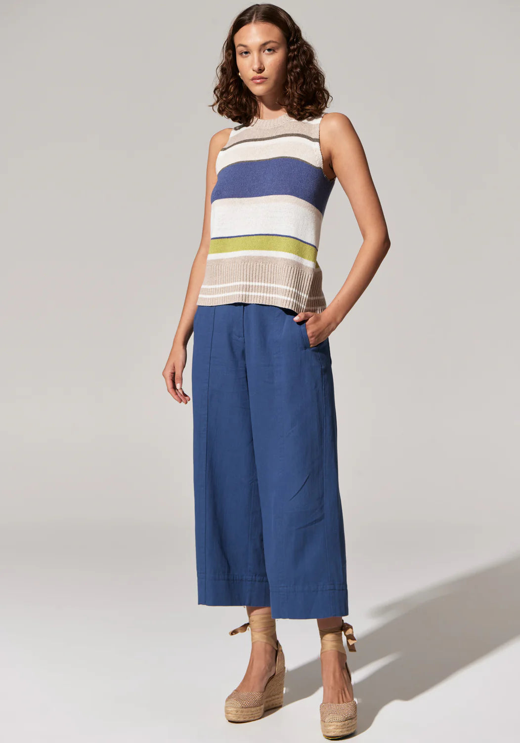 Pol Estel Stripe Knit Tank Blue Multi