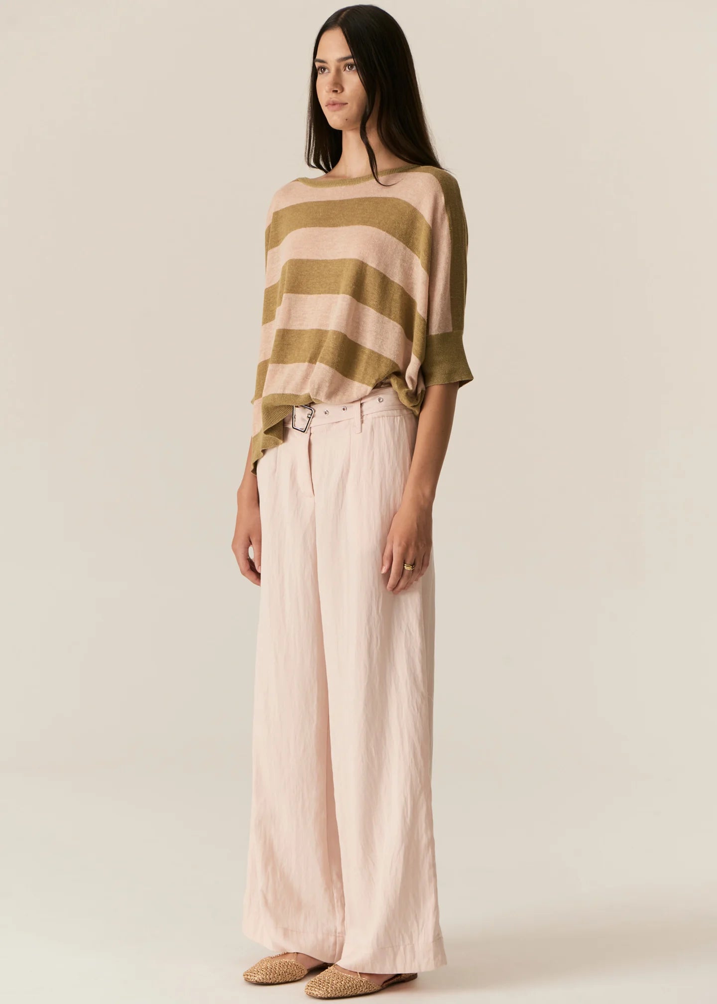 Milton Stripe Knit Khaki Pink