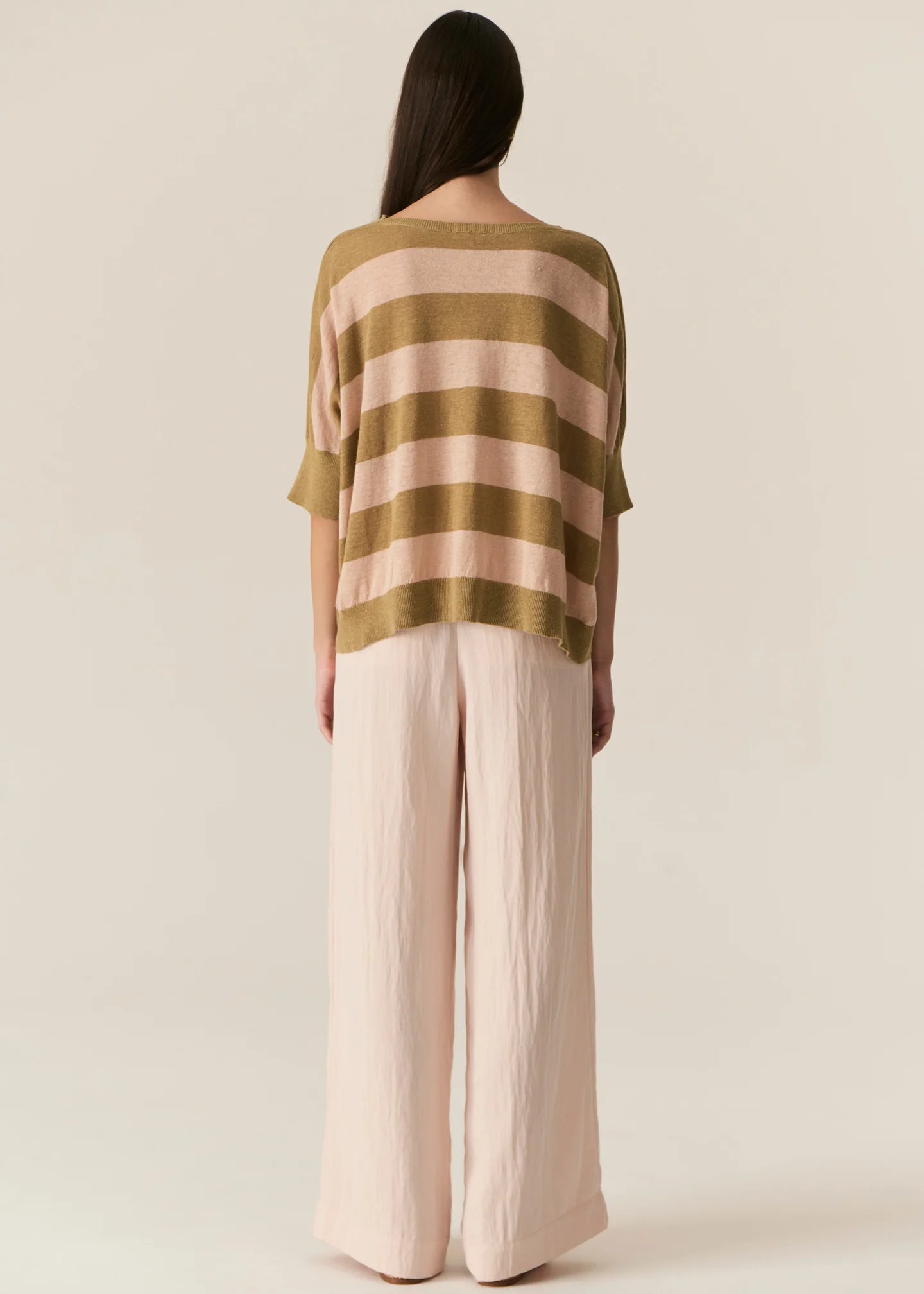 Milton Stripe Knit Khaki Pink